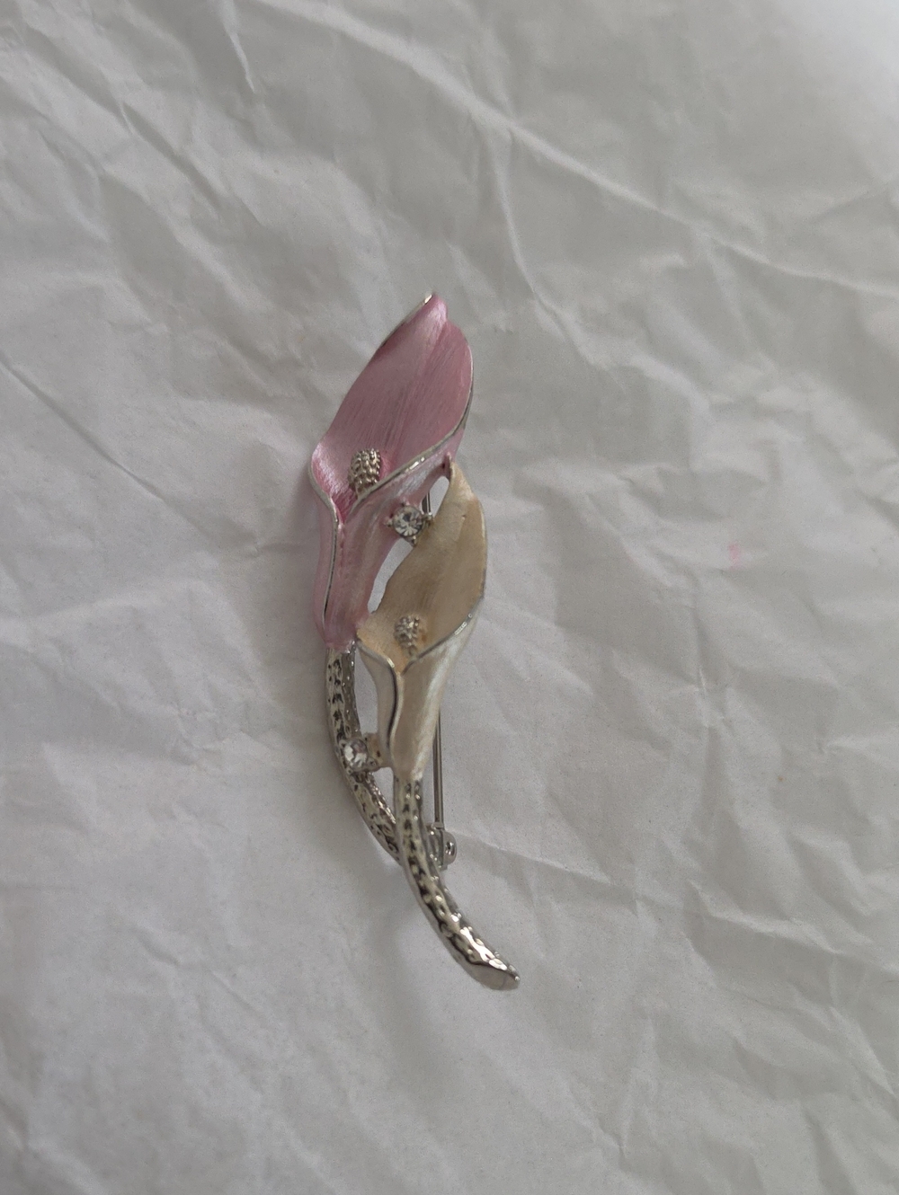 Pink and Cream Floral Enamel Brooch - Women Jewelry